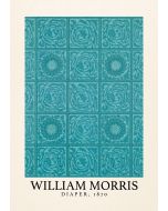 An unframed print of william morris diaper 1870 a famous paintings illustration in blue and beige accent colour