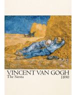 An unframed print of vincent van gogh the siesta 1890 a famous paintings illustration in blue and beige accent colour