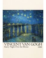 An unframed print of vincent van gogh starry night over the rhone 1888 a famous paintings illustration in blue and beige accent colour