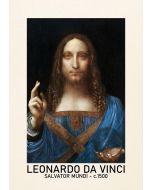 An unframed print of leonardo da vinci salvator mundi 1500 a famous paintings illustration in multicolour and beige accent colour