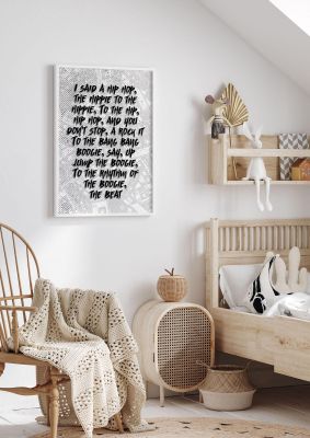 An unframed print of i said a hip hop music in typography in grey and black accent colour
