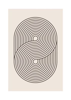 An unframed print of bohemian mid century minimal style pattern graphic in beige and black accent colour
