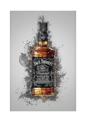 An unframed print of jack daniels splatter graphical illustration in grey and brown accent colour