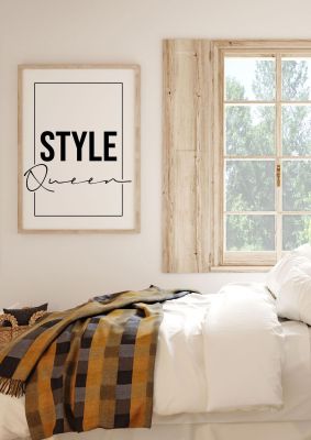 An unframed print of style queen quote in typography in white and black accent colour