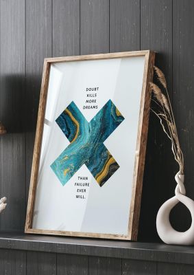 An unframed print of doubt kills more quote graphic in green and multicolour accent colour