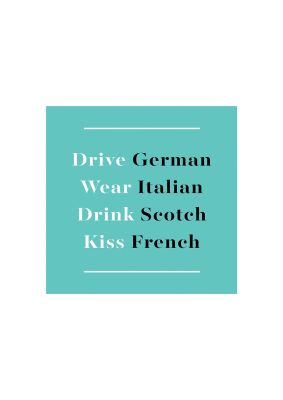 An unframed print of drive german quote in typography in green and black and white accent colour