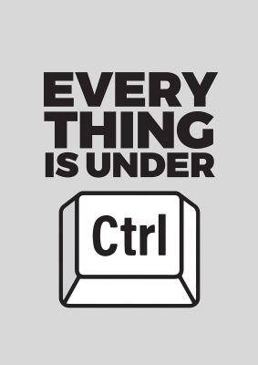 An unframed print of everything is under control funny slogans in typography in grey and black accent colour