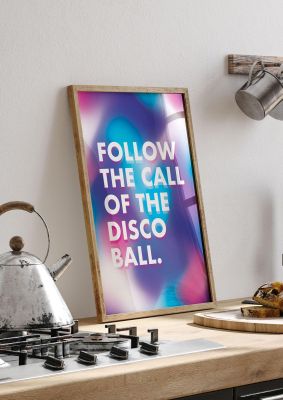 An unframed print of follow the call quote in typography in multicolour and white accent colour