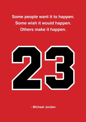 An unframed print of michael jordan quote in typography in red and black accent colour