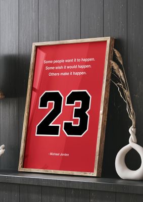 An unframed print of michael jordan quote in typography in red and black accent colour