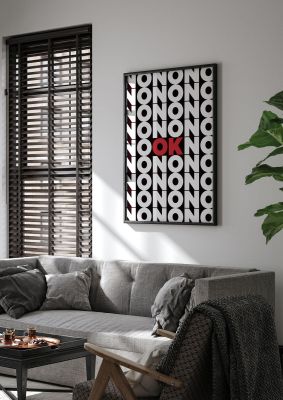 An unframed print of no ok retro in typography in black and red accent colour