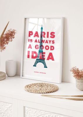 An unframed print of paris is always a good idea travel in typography in white and red accent colour