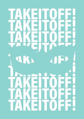 An unframed print of take it off kids wall art illustration in green and white accent colour