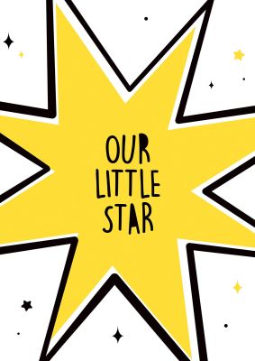 An unframed print of our little star graphical illustration in yellow and black accent colour