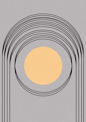 An unframed print of golden line arch abstract graphical in beige and grey accent colour