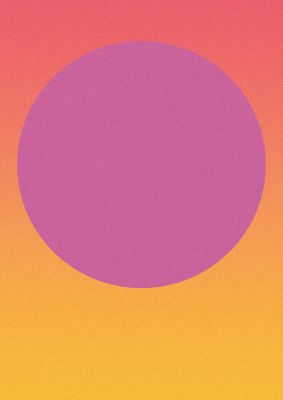 An unframed print of orange gradient shape graphical illustration in pink and yellow accent colour