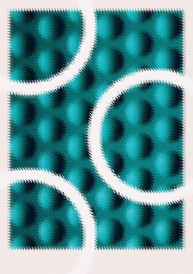 An unframed print of abstract texture cutout green graphical in blue and white accent colour