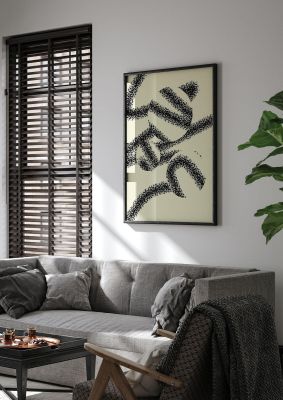 An unframed print of abstract line spray graphical in beige and black accent colour