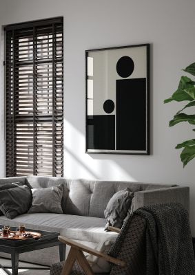 An unframed print of abstract bold block rectangle shape graphical in black and beige accent colour