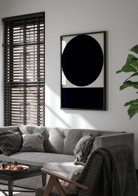 An unframed print of abstract bold block circle shape graphical in black and beige accent colour