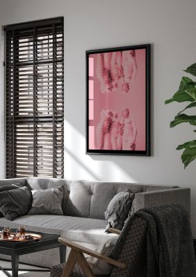An unframed print of ripple statues pink trippy retro graphic in pink and black accent colour