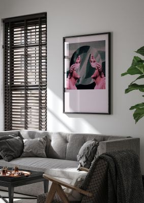 An unframed print of abstract lofi statue retro in pink and black accent colour