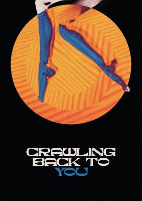 An unframed print of crawling back to you lyric lofi quote in typography in orange and black accent colour