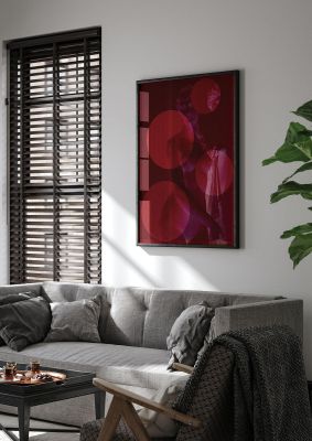 An unframed print of deep red lofi statue graphical illustration in red and pink accent colour