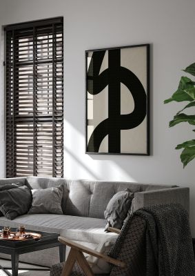An unframed print of abstract thick line in monochrome