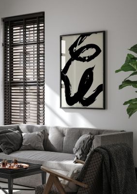 An unframed print of abstract brush in monochrome