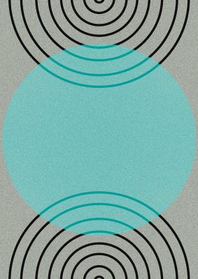An unframed print of abstract line disc graphical in green and black accent colour