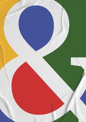 An unframed print of ampersand colour graphical illustration in multicolour and white accent colour