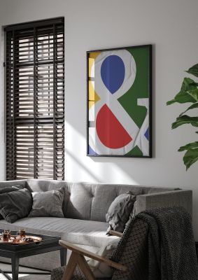 An unframed print of ampersand colour graphical illustration in multicolour and white accent colour