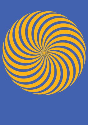 An unframed print of swirl blue yellow graphical abstract in blue and yellow accent colour