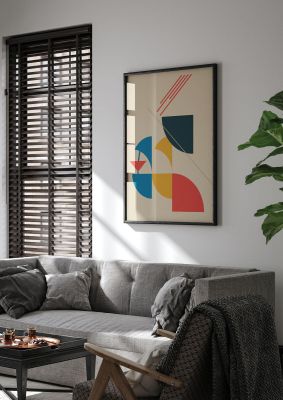 An unframed print of bauhaus misc retro in multicolour and beige accent colour