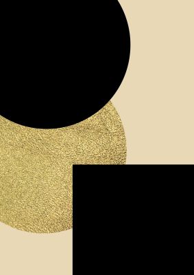 An unframed print of abstract cold black four graphical in black and beige accent colour