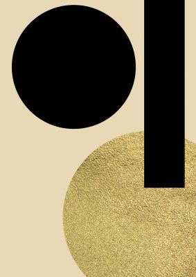An unframed print of abstract cold black three graphical in black and beige accent colour