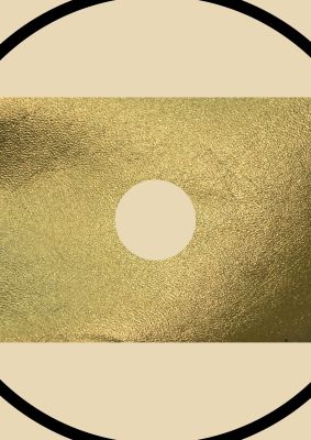 An unframed print of abstract cold black graphical in beige and beige accent colour