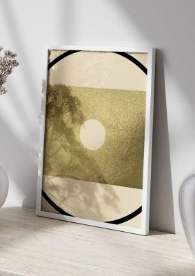 An unframed print of abstract cold black graphical in beige and beige accent colour