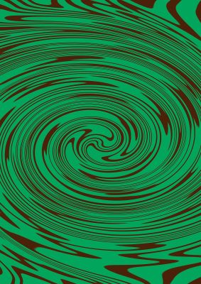 An unframed print of green trippy swirl graphical abstract in green and black accent colour