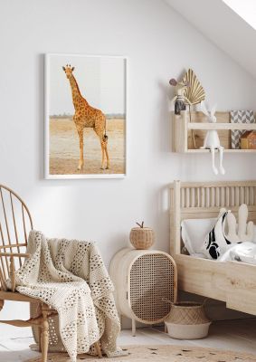 An unframed print of giraffe border photograph in multicolour and grey accent colour