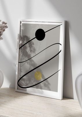 An unframed print of abstract gold black 4 graphical in grey and black accent colour
