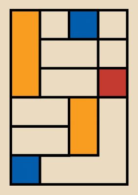An unframed print of bauhaus grid 2 retro in multicolour and yellow accent colour