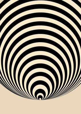 An unframed print of bauhaus spiral ten retro in beige and black accent colour