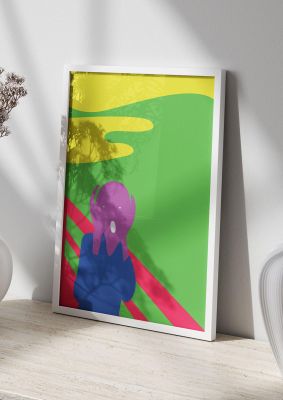 An unframed print of painting recreation the scream famous paintings illustration in multicolour and green accent colour