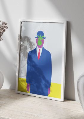 An unframed print of painting recreation the son of man illustrative famous paintings illustration in multicolour and white accent colour