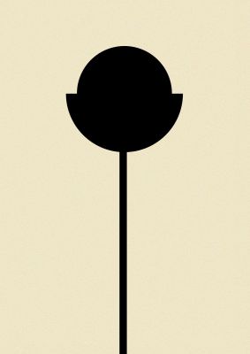 An unframed print of abstract flower botanical in beige and black accent colour