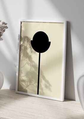 An unframed print of abstract flower botanical in beige and black accent colour