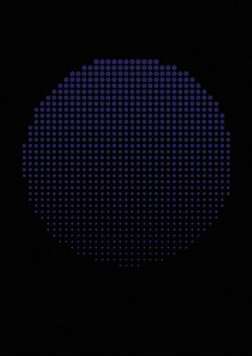 An unframed print of abstract blue circle illusion graphical in blue and black accent colour
