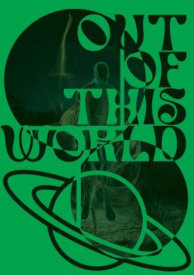 An unframed print of out of this world lofi green graphical in typography in green and black accent colour